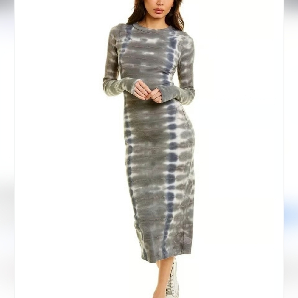 Young Fabulous & Broke Dax Rib Knit Midi Dress tiedye long sleeve Size Small